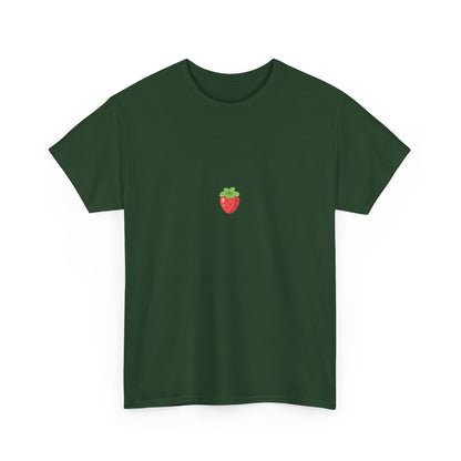 Unisex Minimal Tee with Cute Strawberry Embroidery