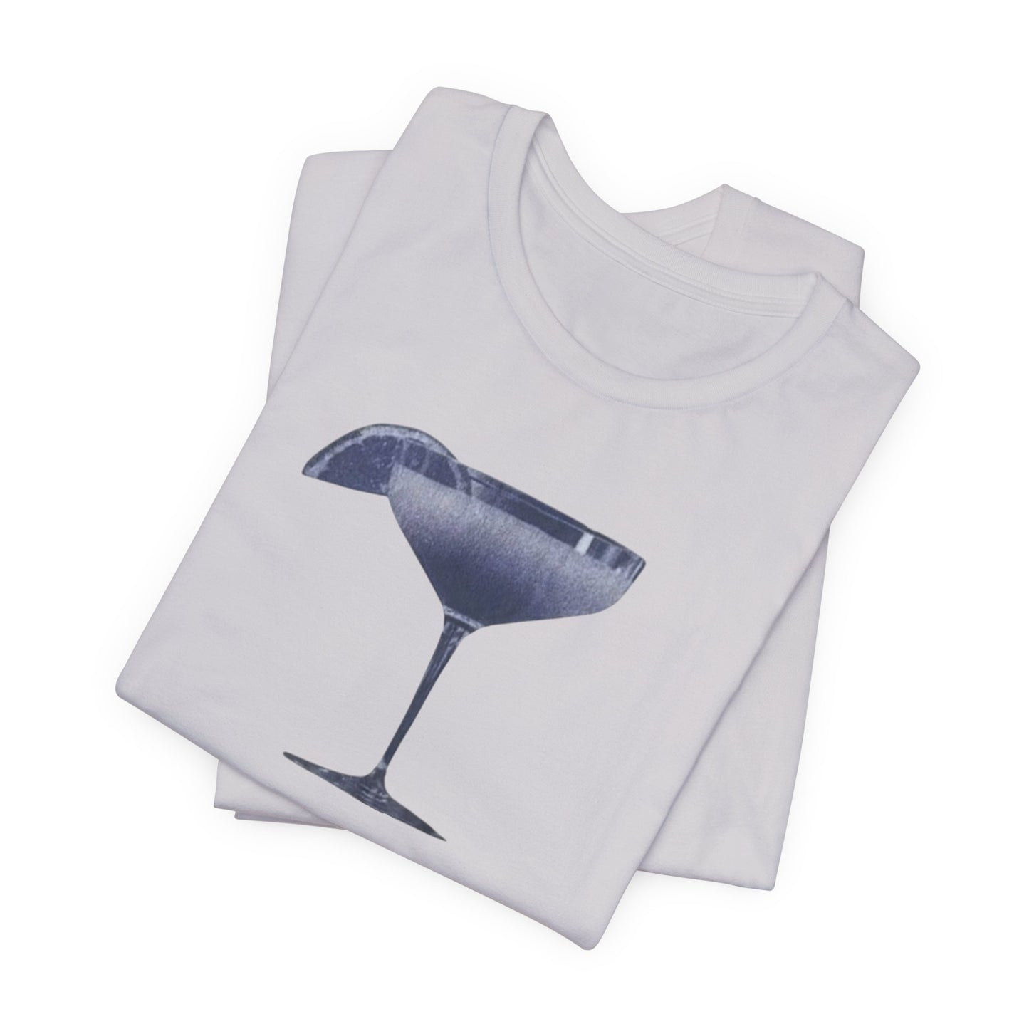 Cocktail Glass Tee — Minimalist Navy Martini Graphic Shirt