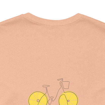 Unisex Minimal Tee with Lemon and Bike Embroidery – Casual & Cute