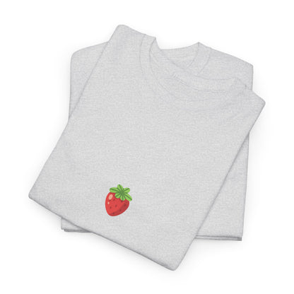 Unisex Minimal Tee with Cute Strawberry Embroidery