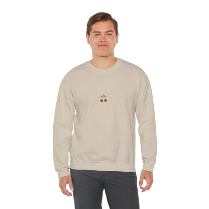 Fun Cherry Fruit Sweatshirt – Minimal Embroidery, Relaxed Fit