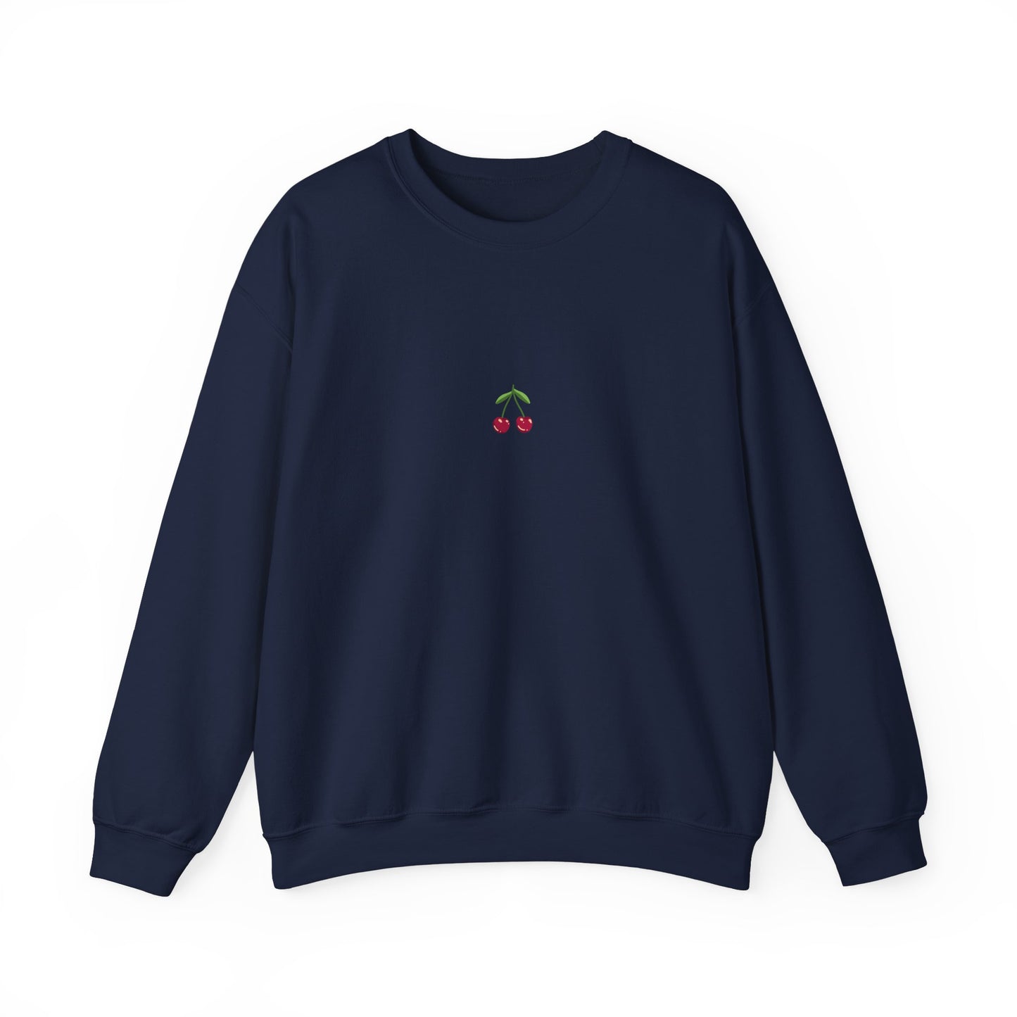 Fun Cherry Fruit Sweatshirt – Minimal Embroidery, Relaxed Fit