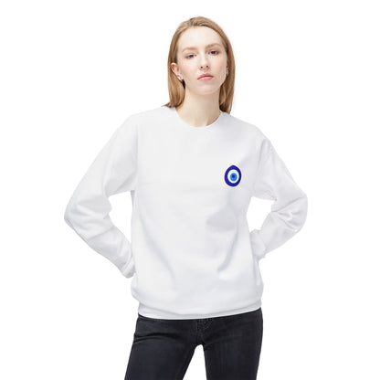 Crewneck Sweatshirt with Evil Eye Chest Logo – Protective Minimalist Design