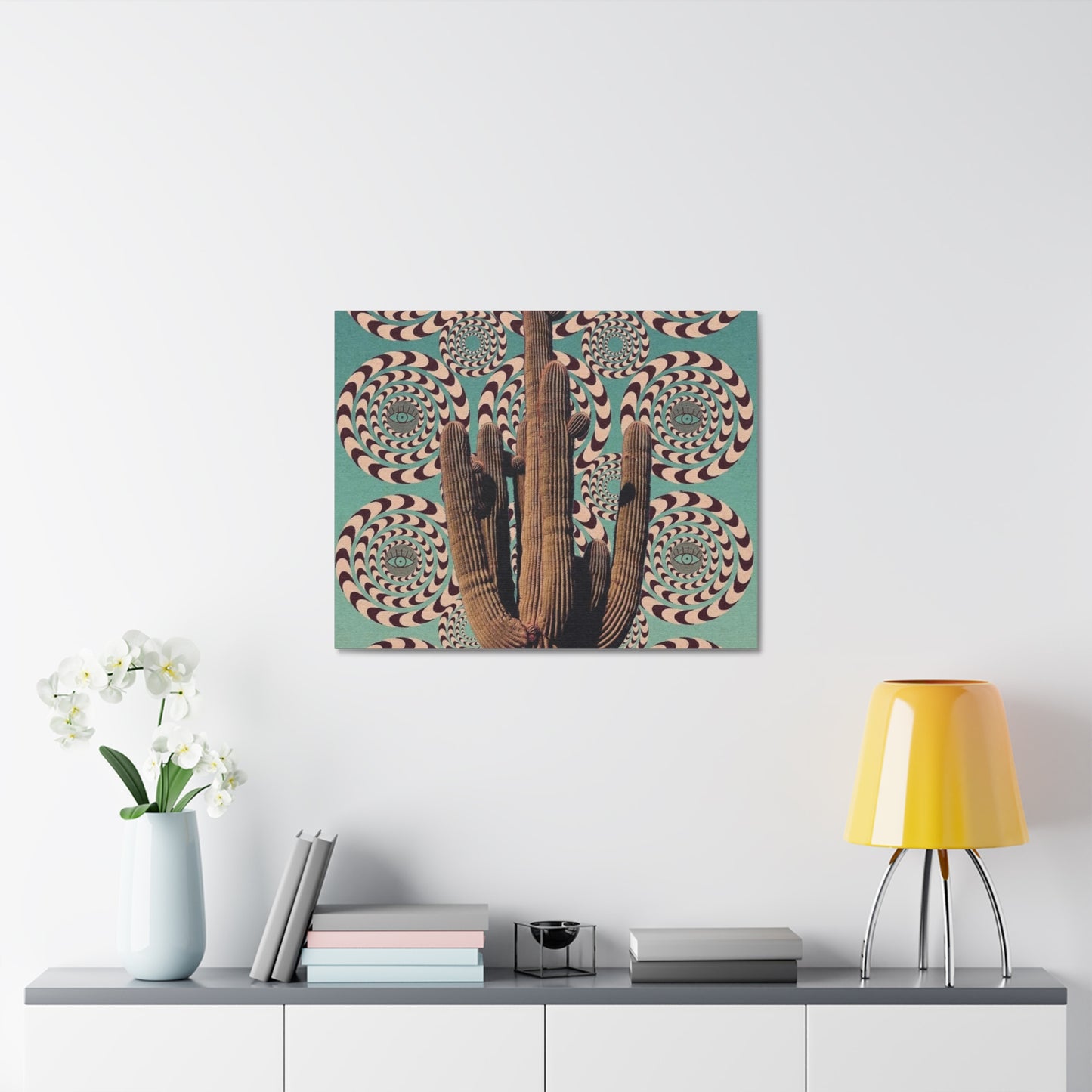 Stretched Canvas with Mystical Cactus Art – Southwest Aesthetic Print