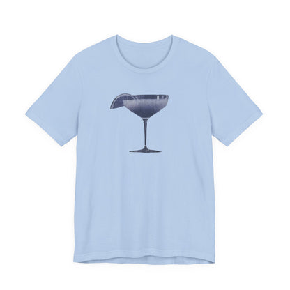 Cocktail Glass Tee — Minimalist Navy Martini Graphic Shirt