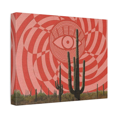 Stretched Canvas with Psychedelic Desert Poster – Eye & Cactus Wall Art