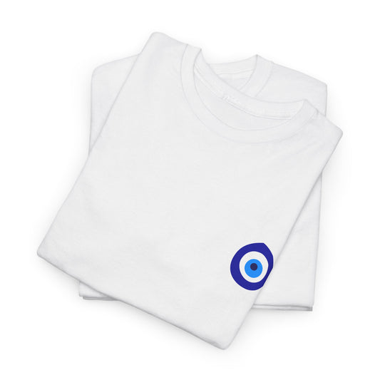 T-Shirt — Small Blue Evil Eye Chest Graphic