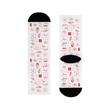 Festive Sublimation Crew Socks - Fun Holiday Design
