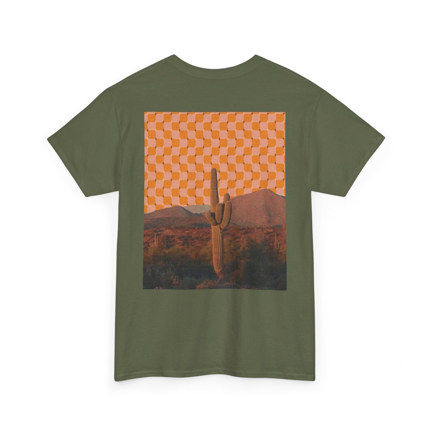 Psychedelic Desert with Spiritual Cactus Art Design – Unisex Cotton Tee