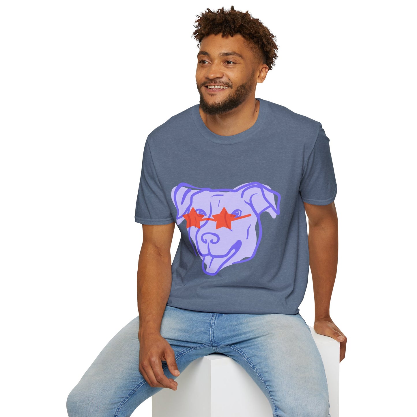 Cool Dog Star Glasses - Unisex Softstyle T-Shirt
