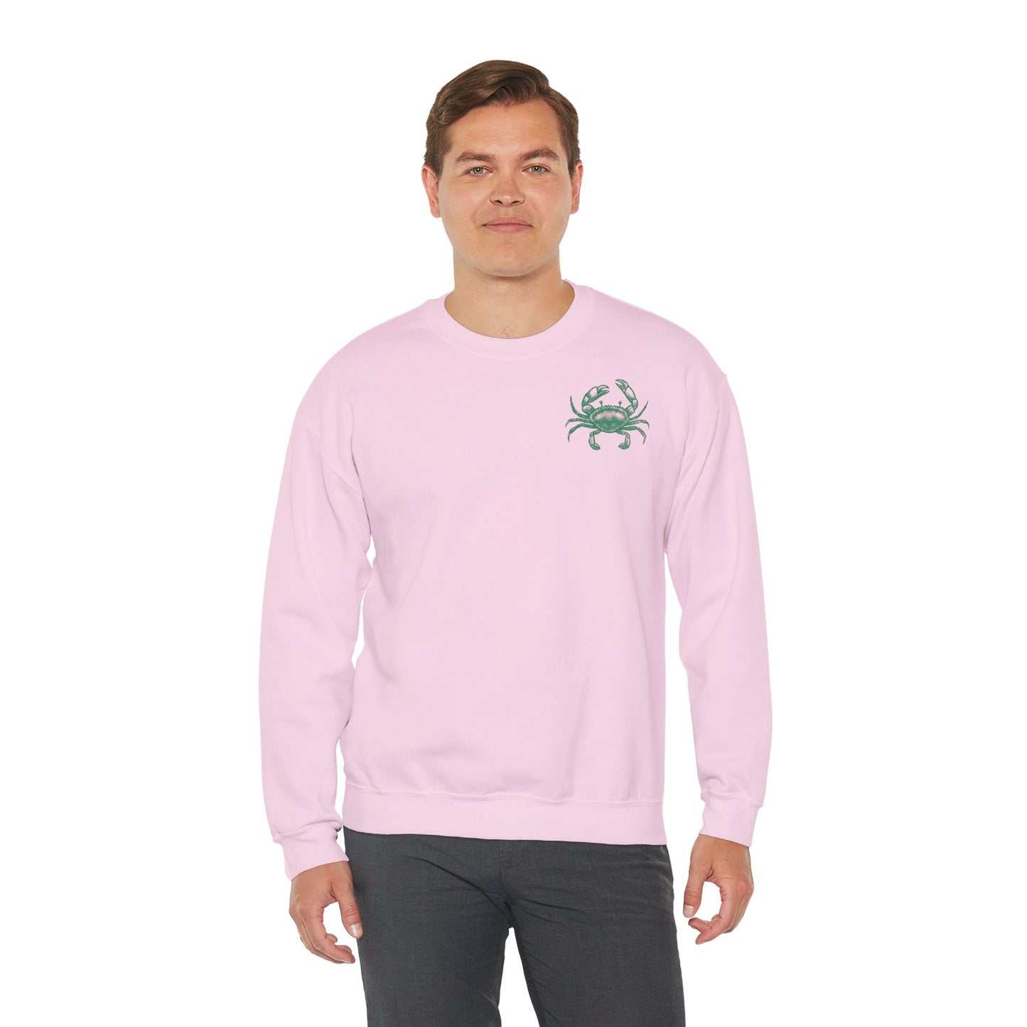 Tough and Trendy Crab Crewneck Sweatshirt — Coastal Graphic Pullover