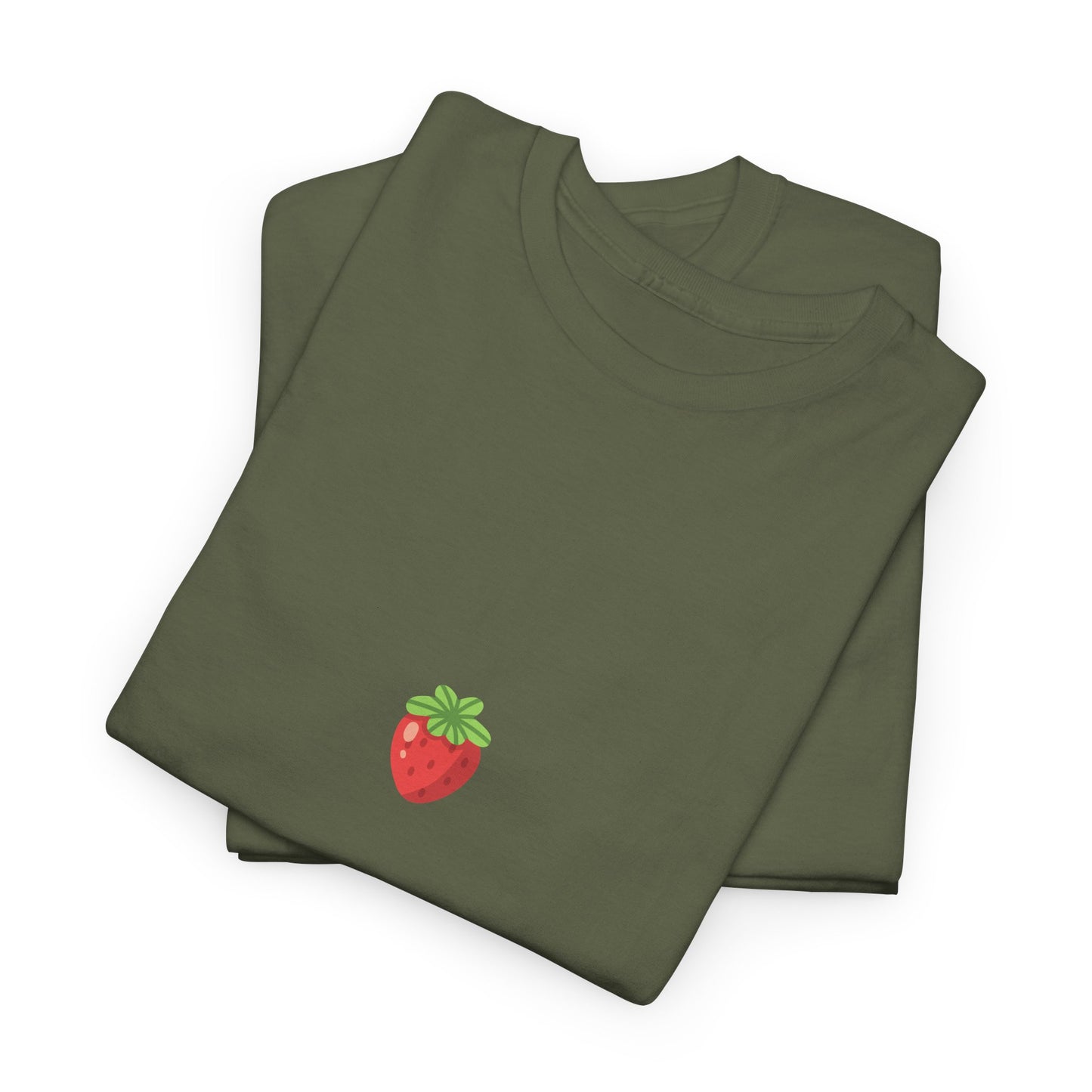 Unisex Minimal Tee with Cute Strawberry Embroidery