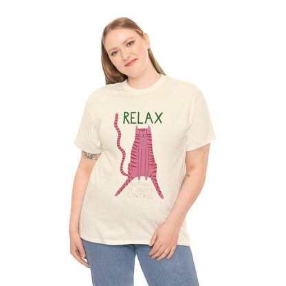 Relax Cat T‑Shirt — Cute Pink Cat Graphic Unisex Tee