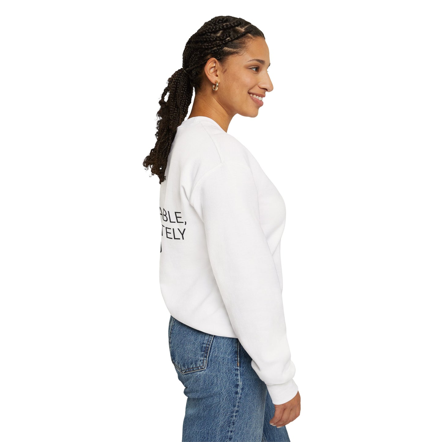 Crewneck Sweatshirt — “Unforgettable, Unfortunately for You” Minimalist Back Print