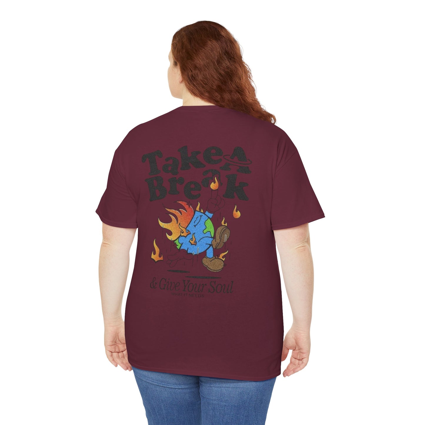 Unisex Heavy Cotton T-Shirt - Cute Reminder 'Take a Break' Design