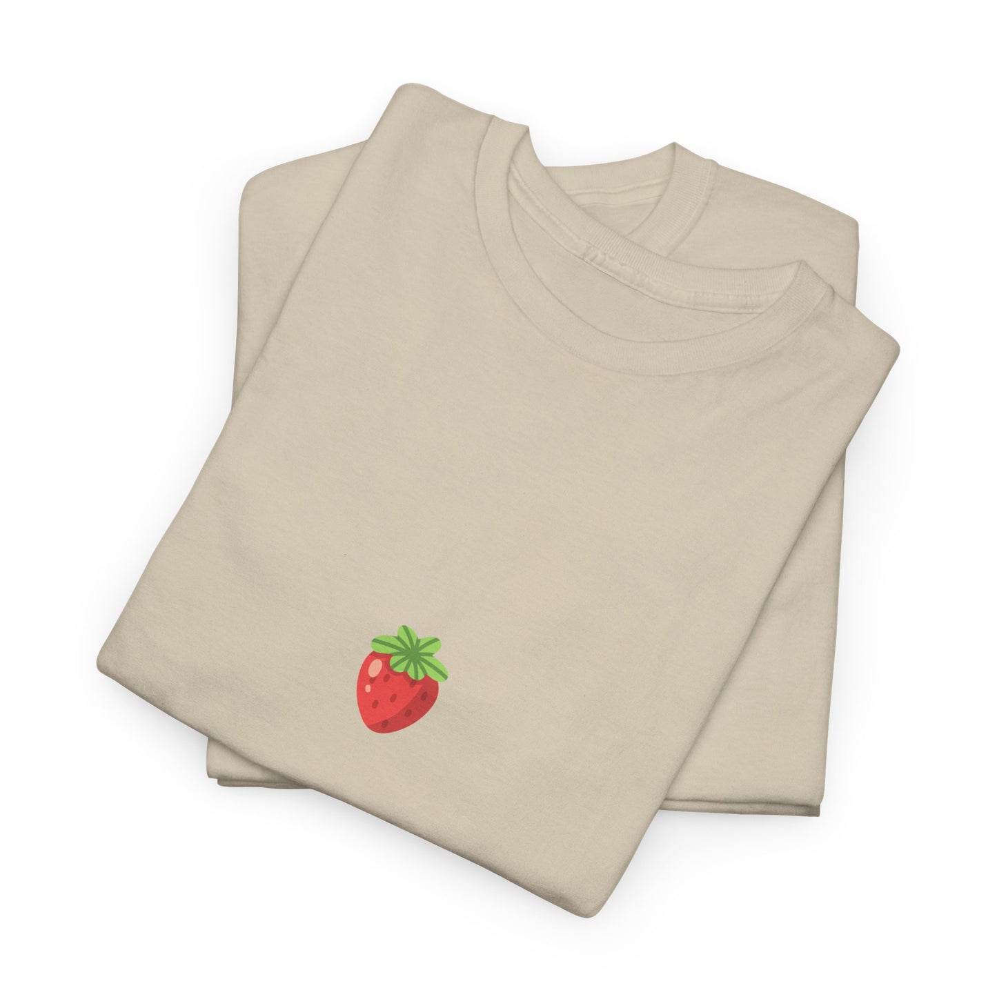 Unisex Minimal Tee with Cute Strawberry Embroidery