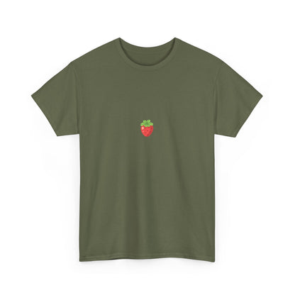 Unisex Minimal Tee with Cute Strawberry Embroidery