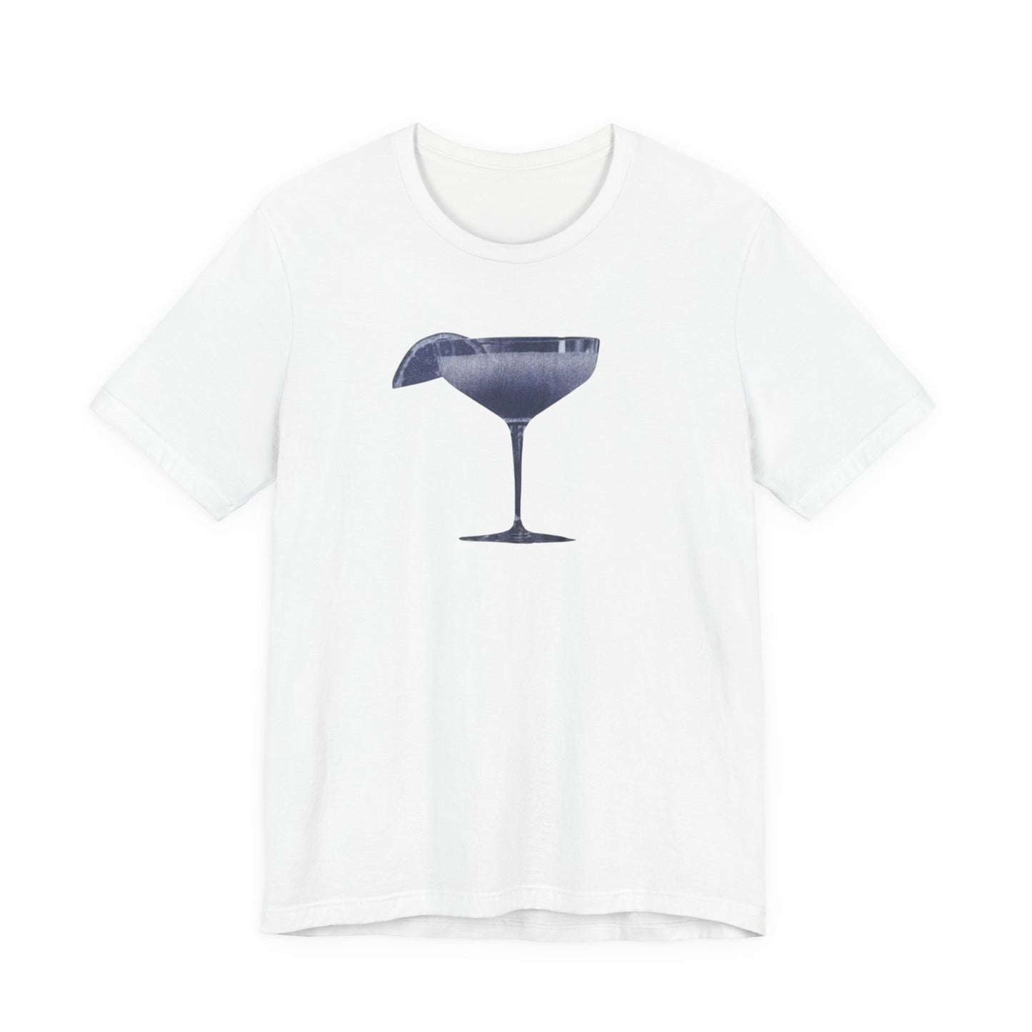 Cocktail Glass Tee — Minimalist Navy Martini Graphic Shirt