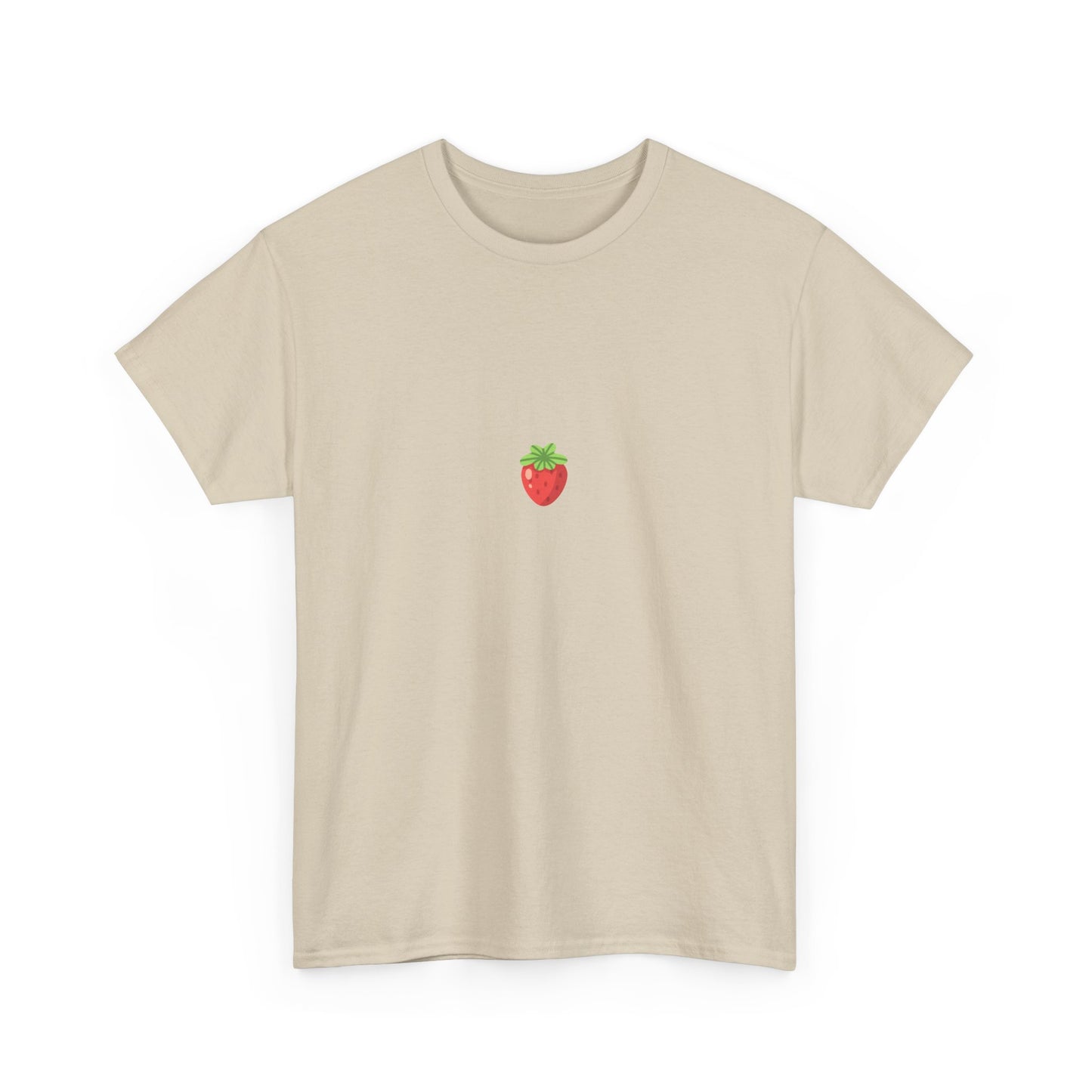 Unisex Minimal Tee with Cute Strawberry Embroidery