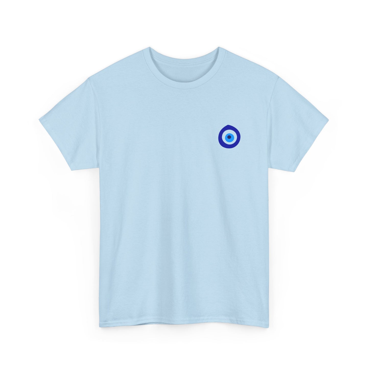 T-Shirt — Small Blue Evil Eye Chest Graphic