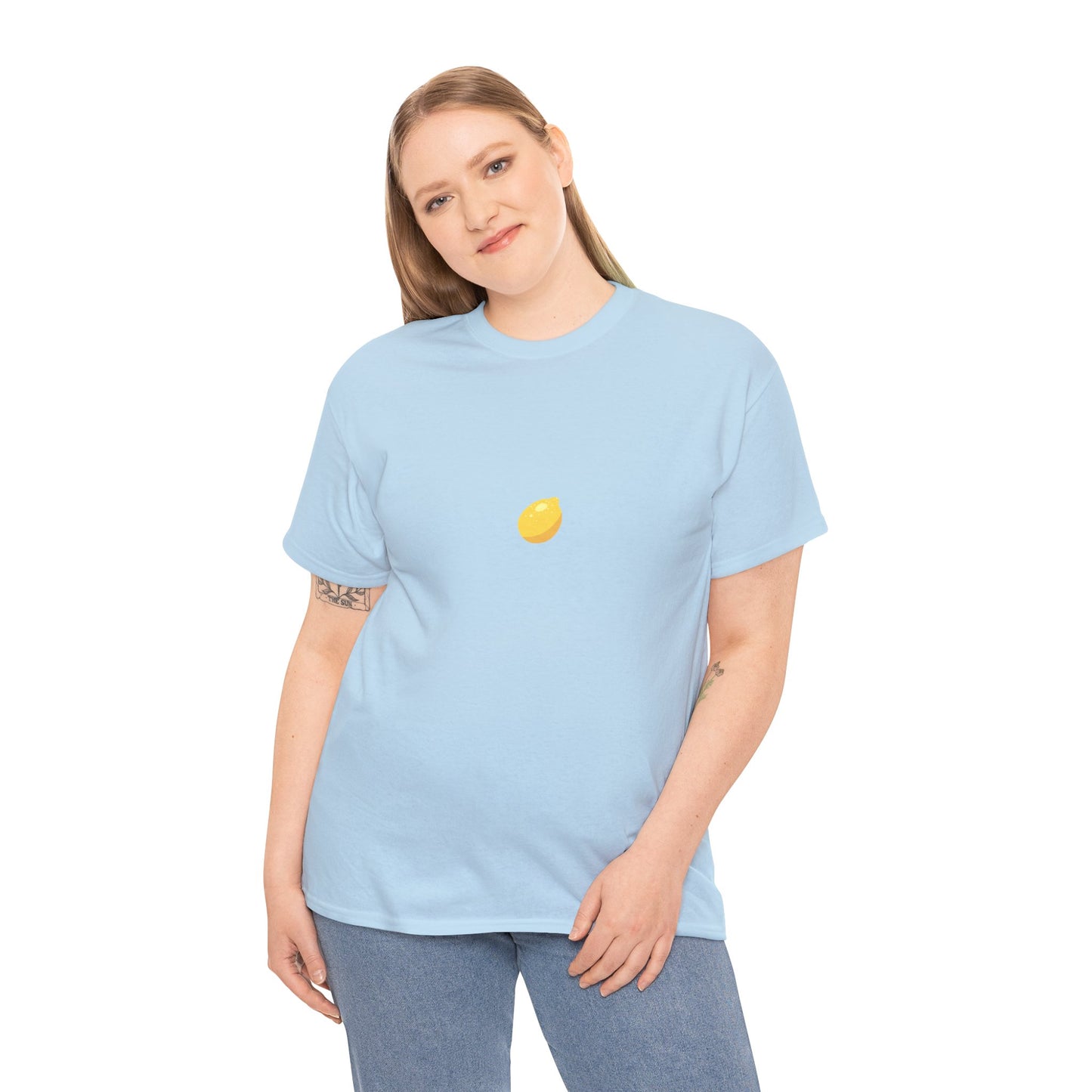 Unisex Minimal Tee with Lemon Embroidery – Casual & Cute