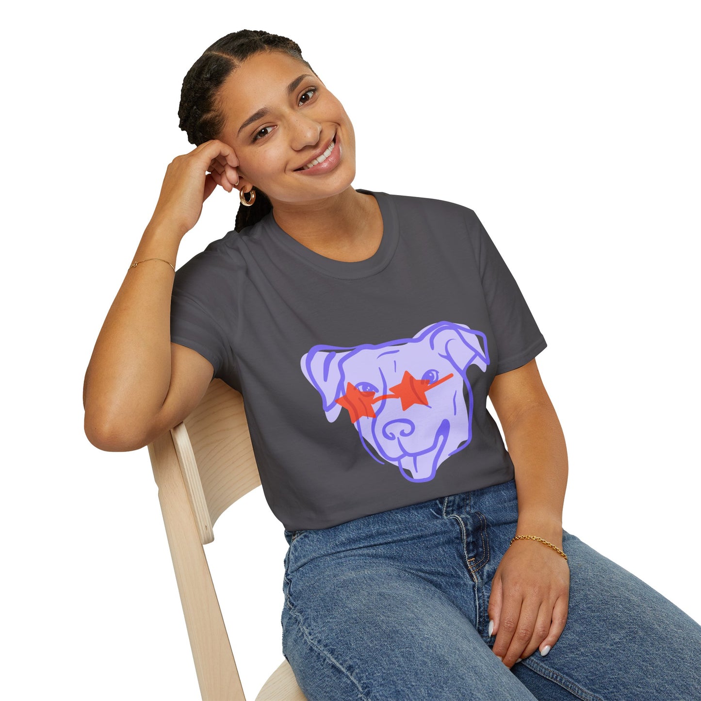 Cool Dog Star Glasses - Unisex Softstyle T-Shirt