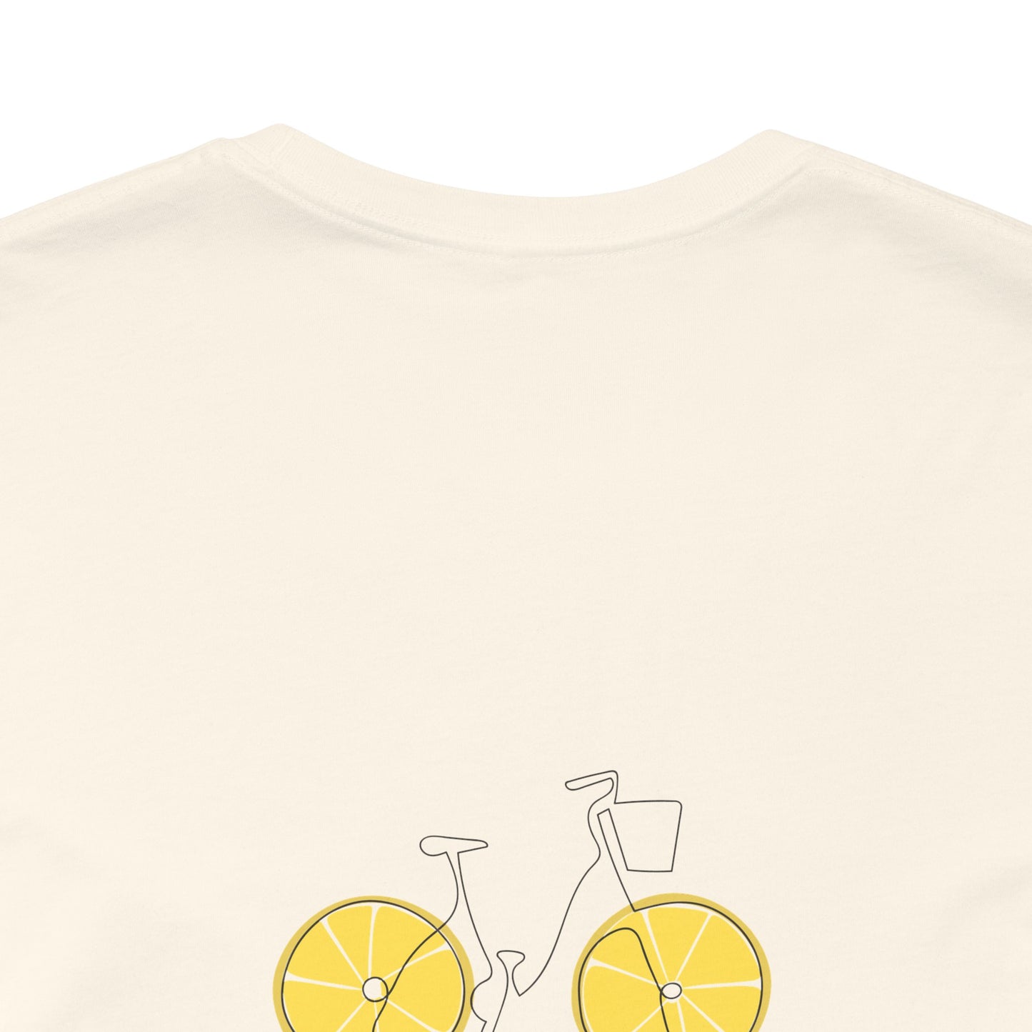 Unisex Minimal Tee with Lemon and Bike Embroidery – Casual & Cute