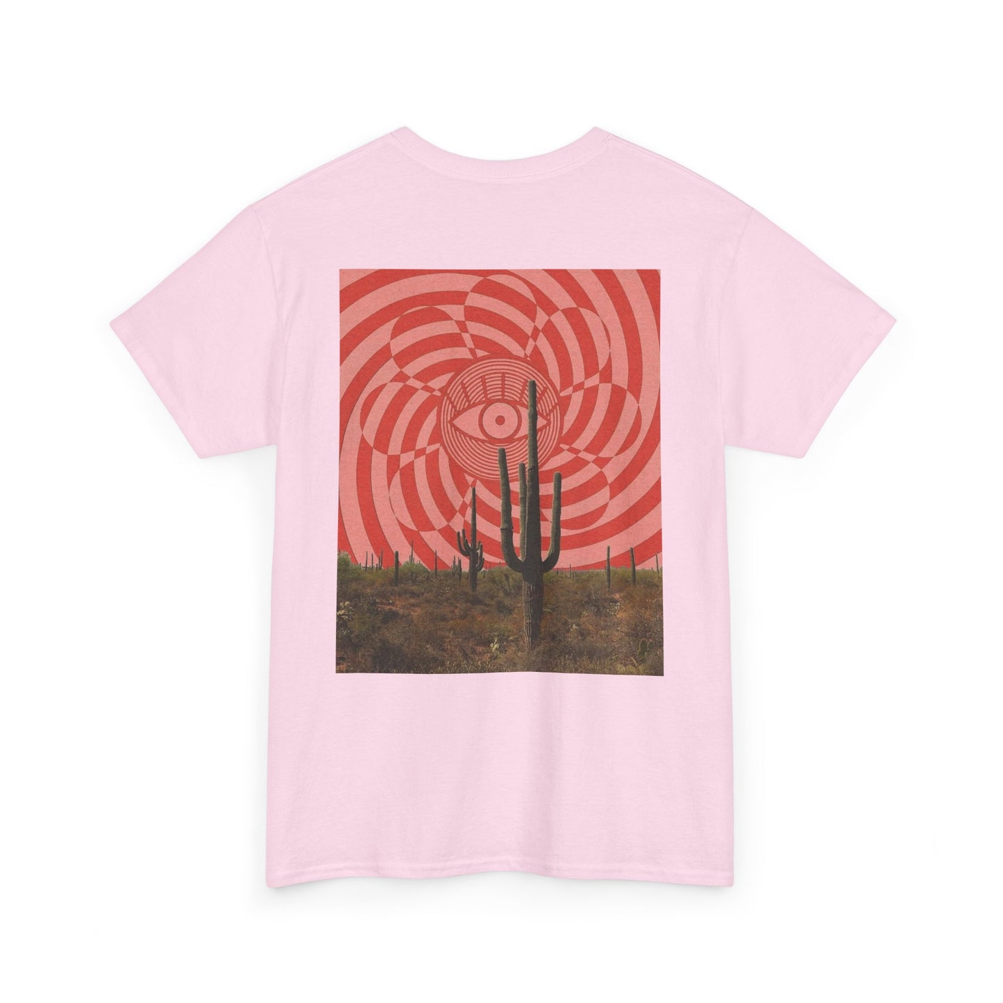 Psychedelic Desert Eye & Cactus Design – Unisex Cotton Tee