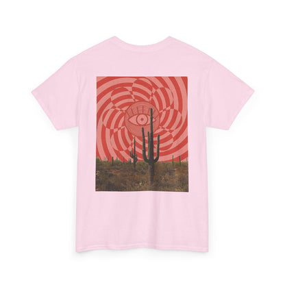 Psychedelic Desert Eye & Cactus Design – Unisex Cotton Tee