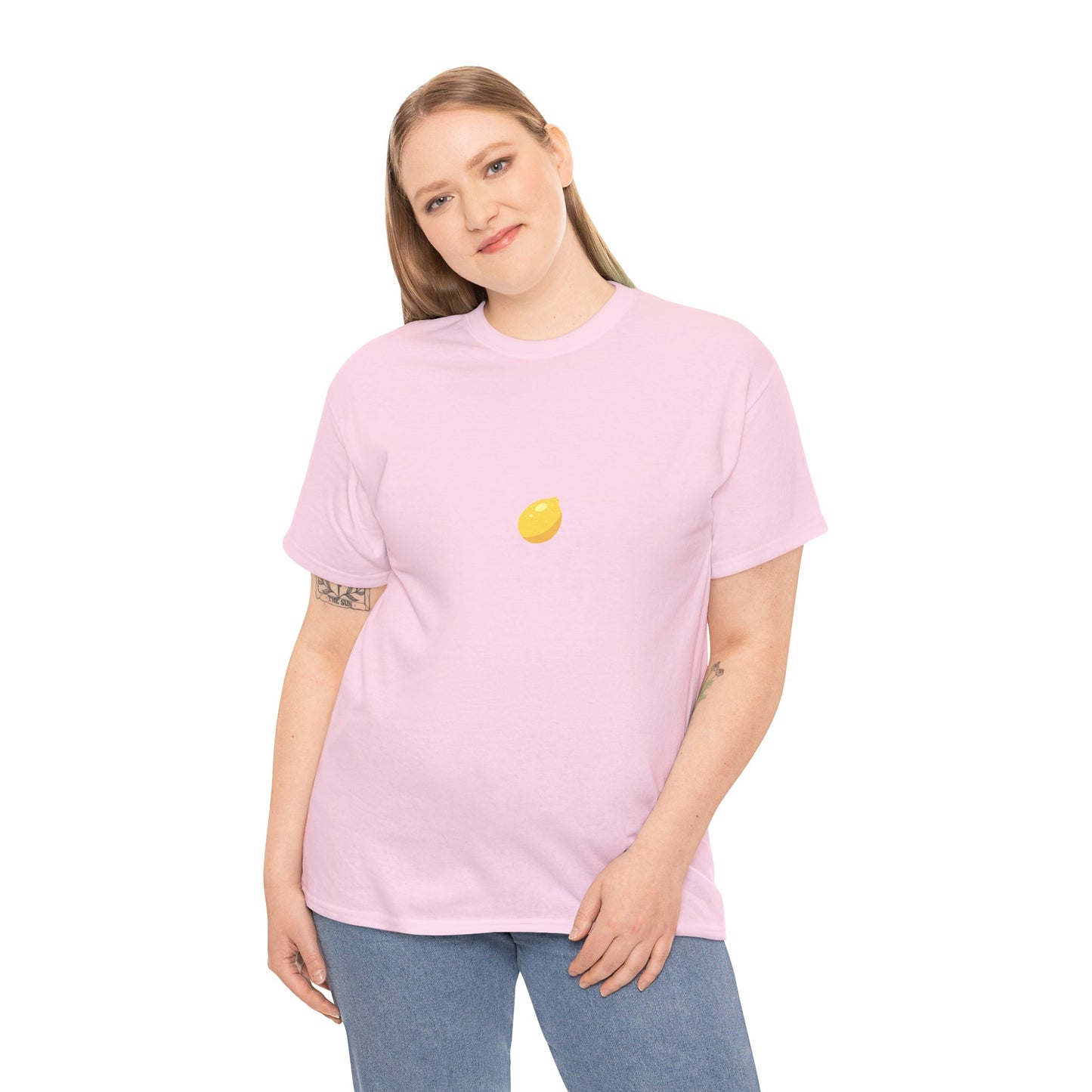 Unisex Minimal Tee with Lemon Embroidery – Casual & Cute