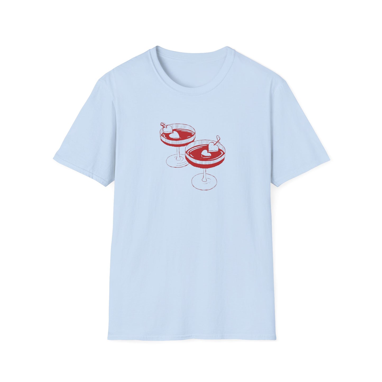 Cute Cocktail Glasses Unisex T-Shirt with Heart Design