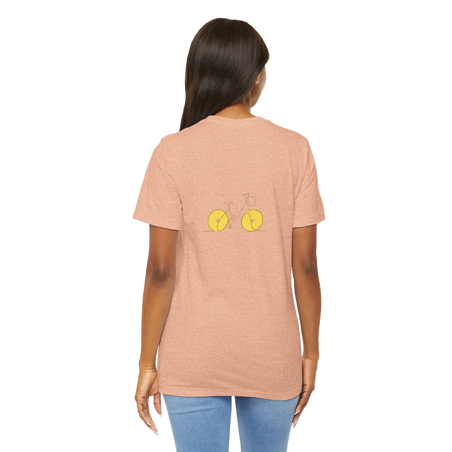 Unisex Minimal Tee with Lemon and Bike Embroidery – Casual & Cute