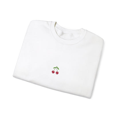 Fun Cherry Fruit Sweatshirt – Minimal Embroidery, Relaxed Fit