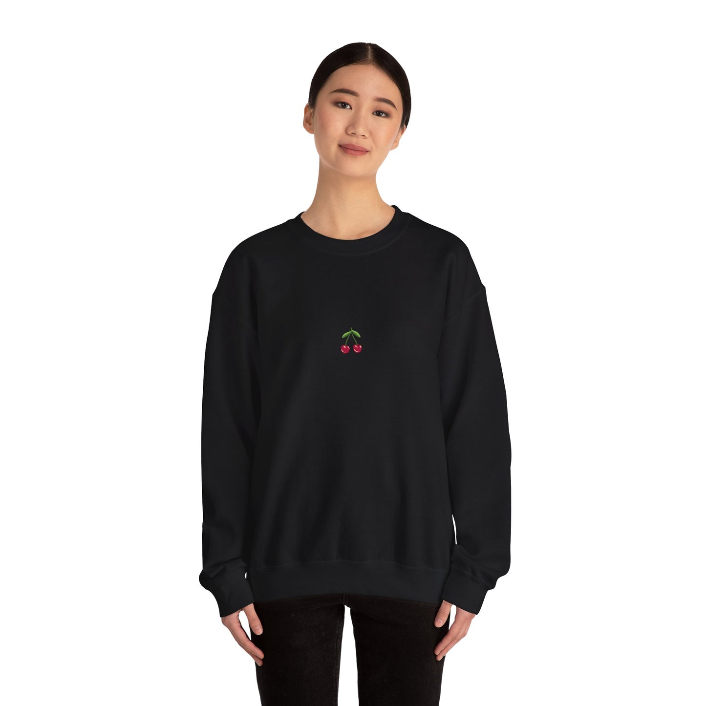 Fun Cherry Fruit Sweatshirt – Minimal Embroidery, Relaxed Fit