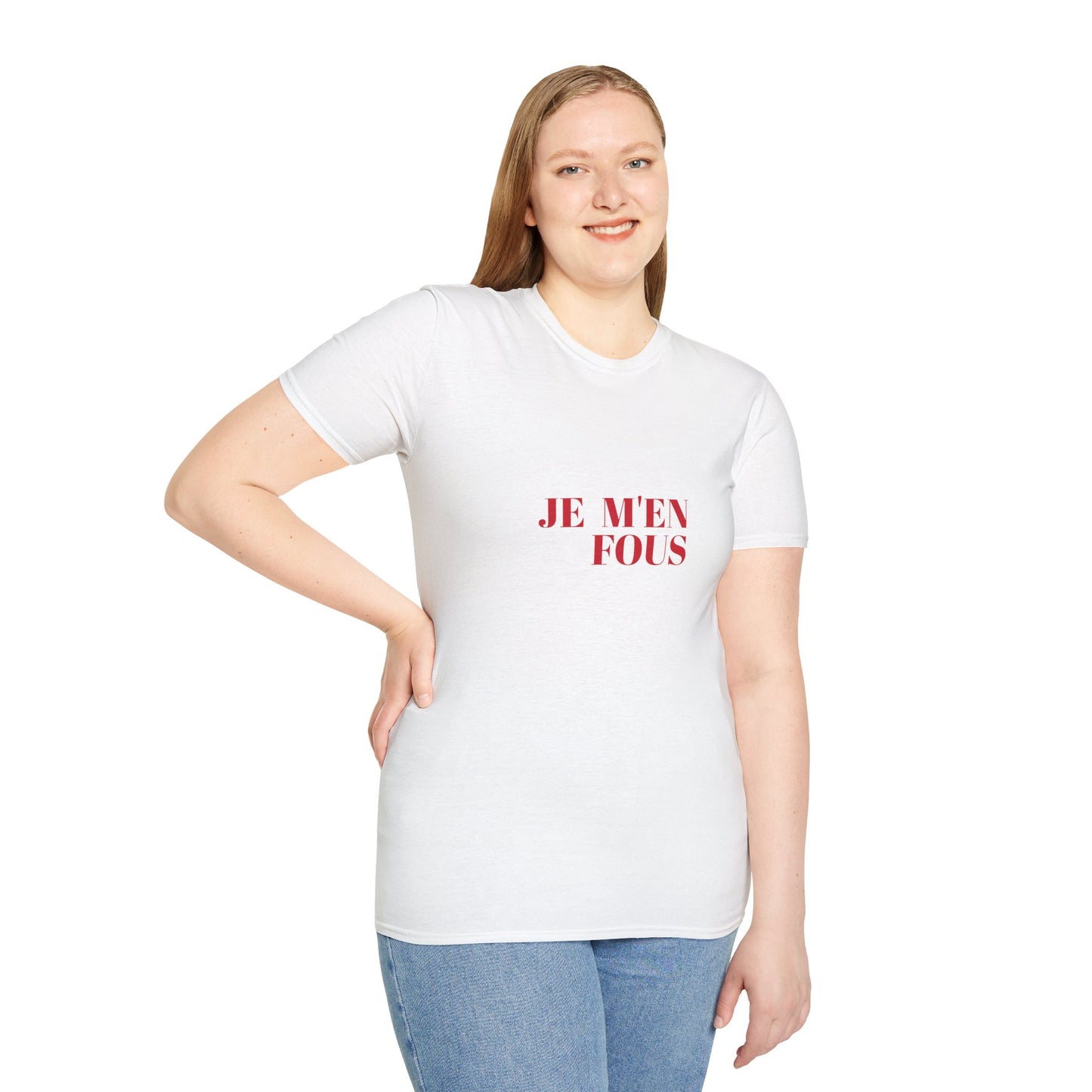 Casual Unisex Softstyle T-Shirt - "JE M'EN FOUS" Statement Tee