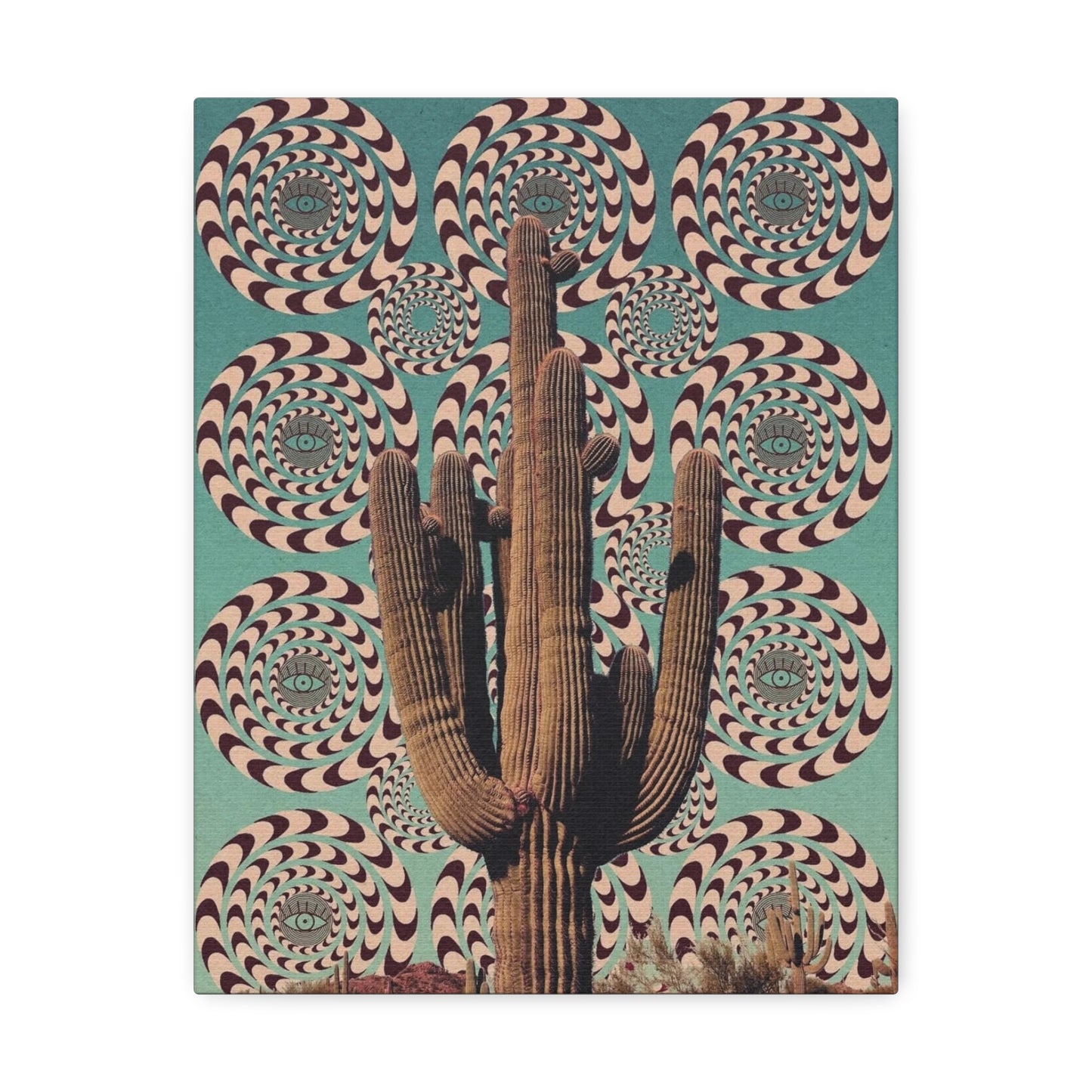 Stretched Canvas with Mystical Cactus Art – Southwest Aesthetic Print