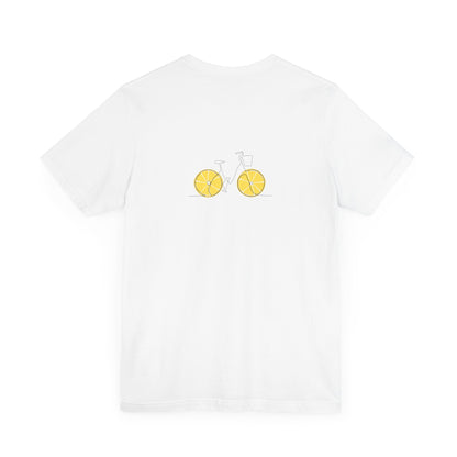 Unisex Minimal Tee with Lemon and Bike Embroidery – Casual & Cute