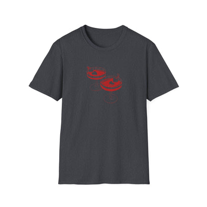 Cute Cocktail Glasses Unisex T-Shirt with Heart Design