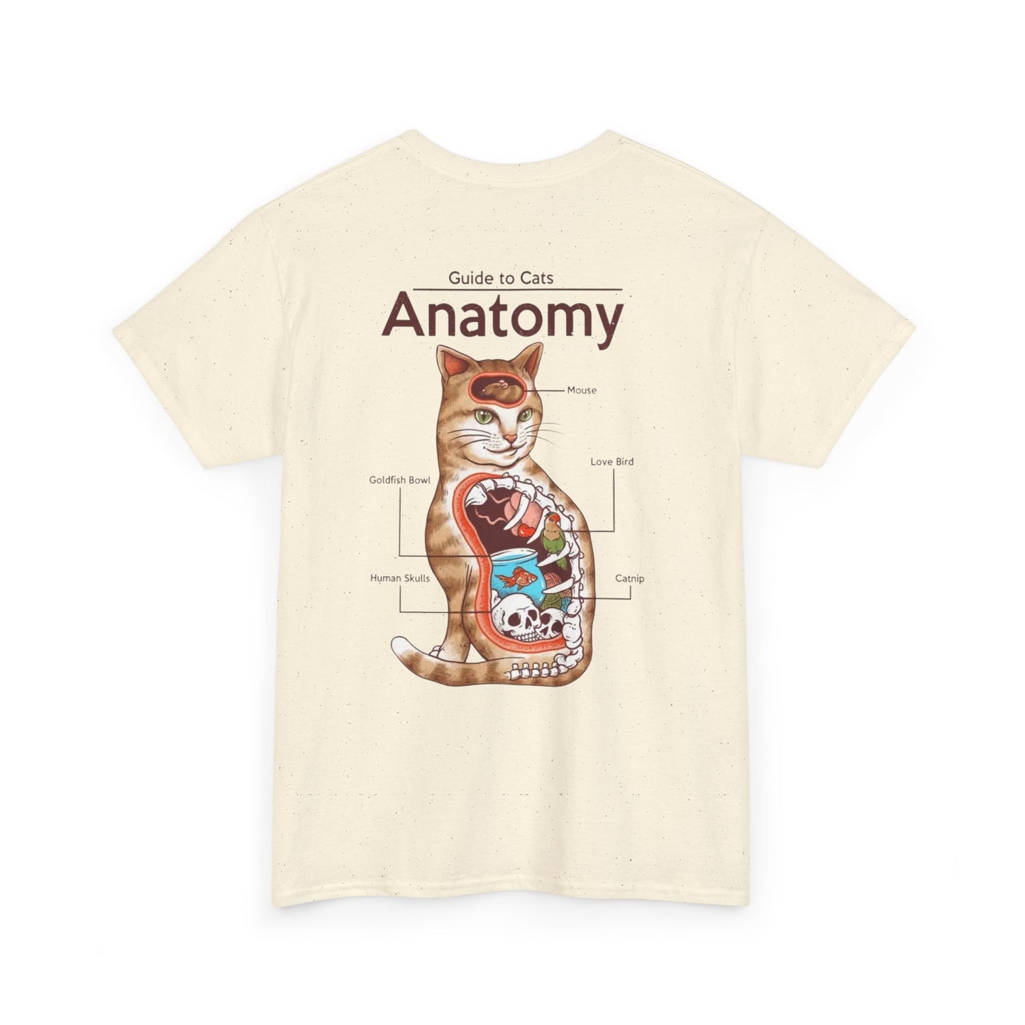 Funny Cat Anatomy Unisex Tee - Mouse, Goldfish Bowl, Love Birds Design