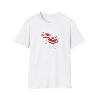 Cute Cocktail Glasses Unisex T-Shirt with Heart Design