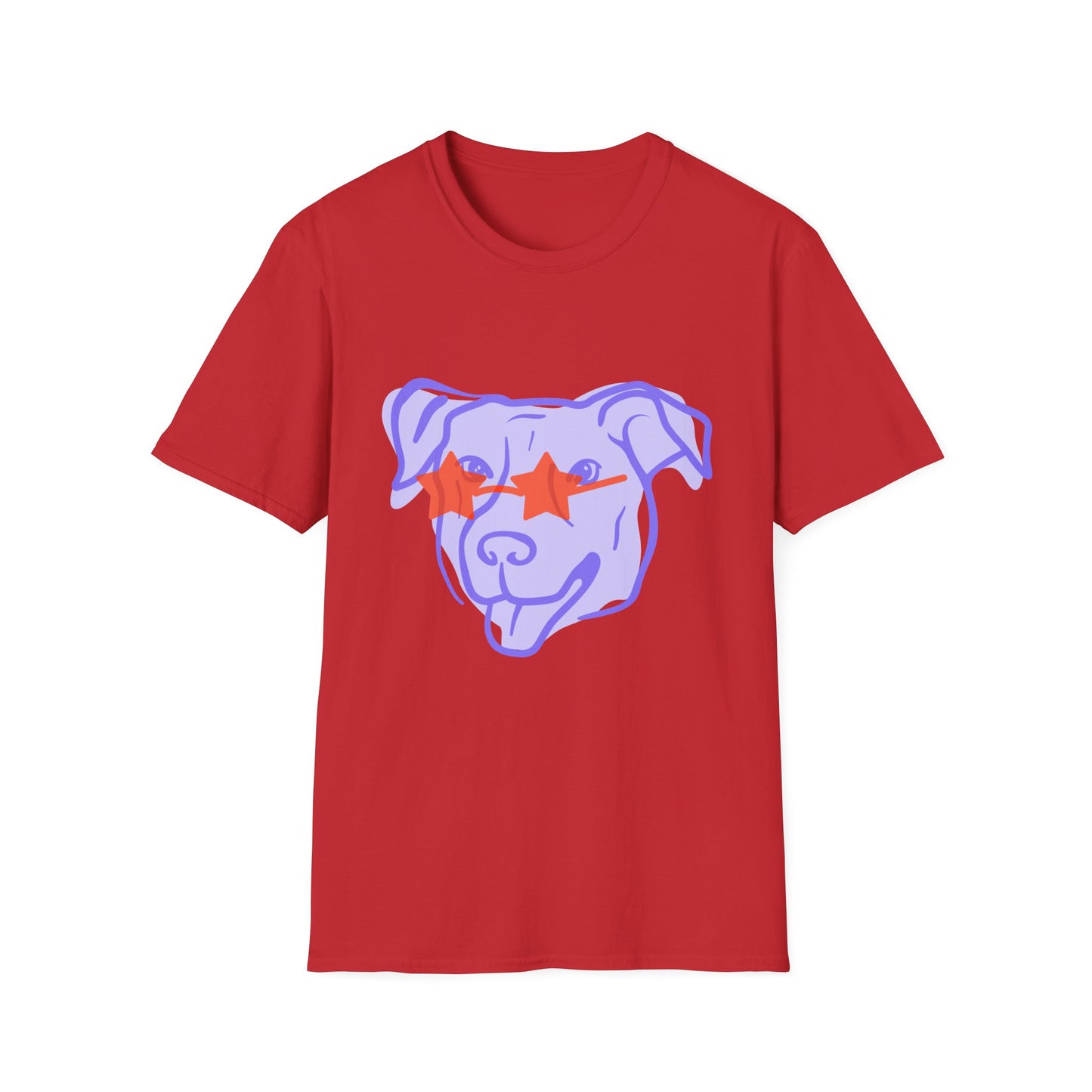 Cool Dog with Star Glasses - Unisex Softstyle T-Shirt