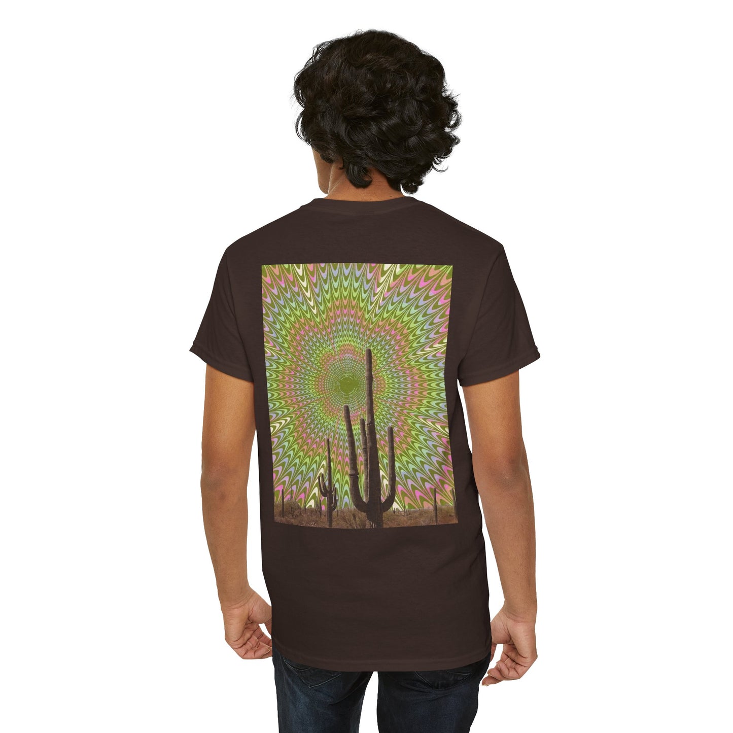 Trippy Western Art with Optical Illusion Cactus - Unisex Garment-DyedTrippy Tee