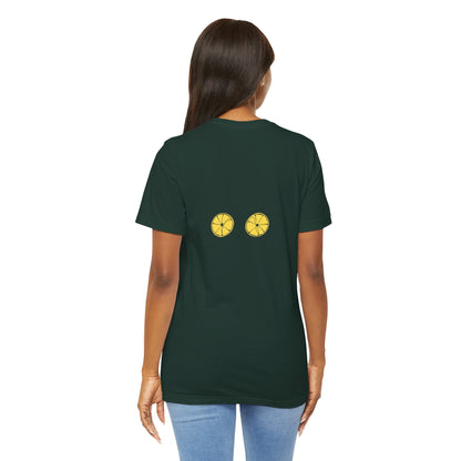 Unisex Minimal Tee with Lemon and Bike Embroidery – Casual & Cute