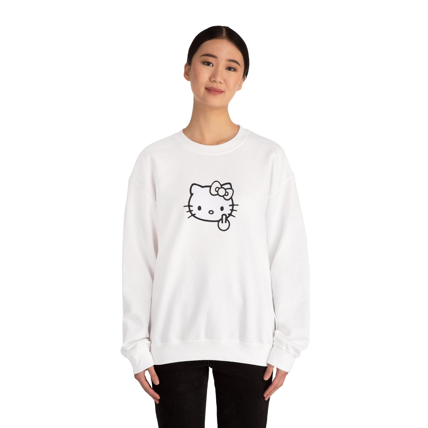 Hello Kitty Middle Finger Crewneck Sweatshirt – Cute Rebel Graphic Sweatshirt