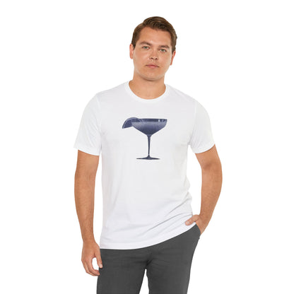 Cocktail Glass Tee — Minimalist Navy Martini Graphic Shirt