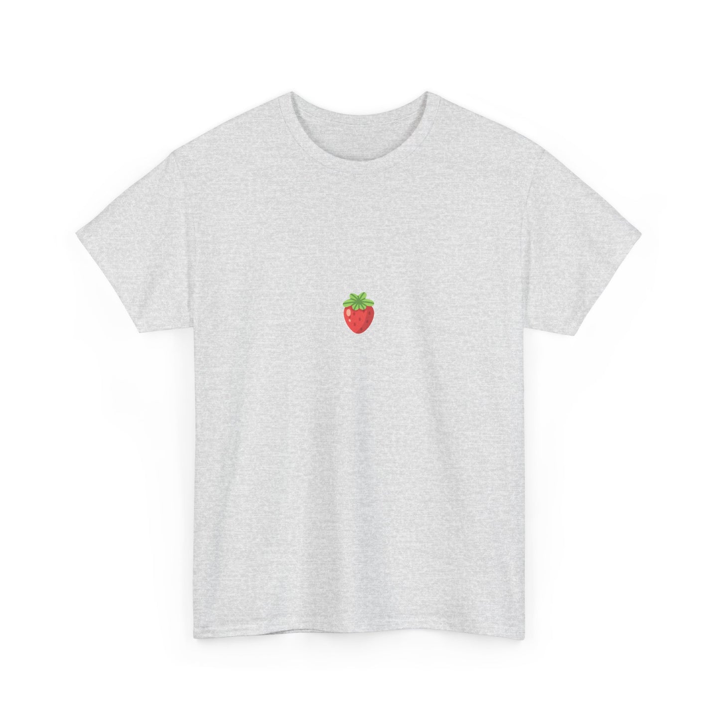 Unisex Minimal Tee with Cute Strawberry Embroidery