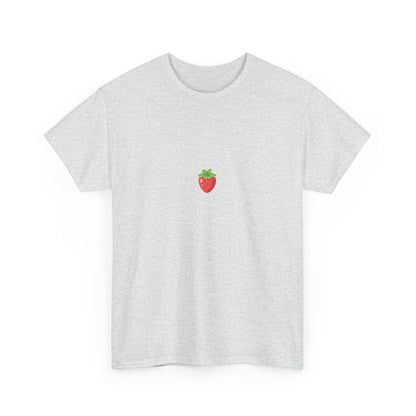 Unisex Minimal Tee with Cute Strawberry Embroidery