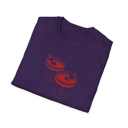 Cute Cocktail Glasses Unisex T-Shirt with Heart Design