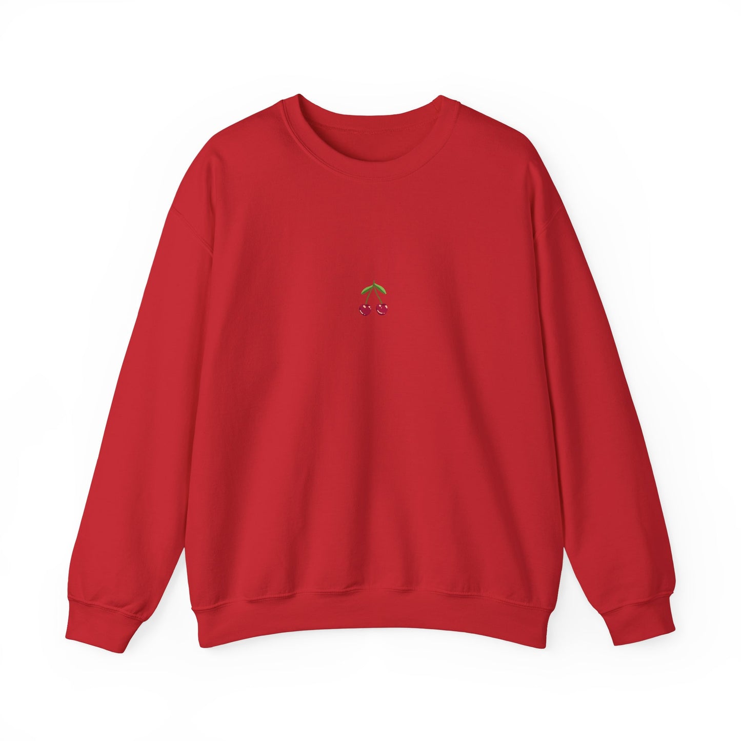 Fun Cherry Fruit Sweatshirt – Minimal Embroidery, Relaxed Fit