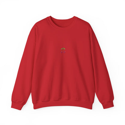 Fun Cherry Fruit Sweatshirt – Minimal Embroidery, Relaxed Fit